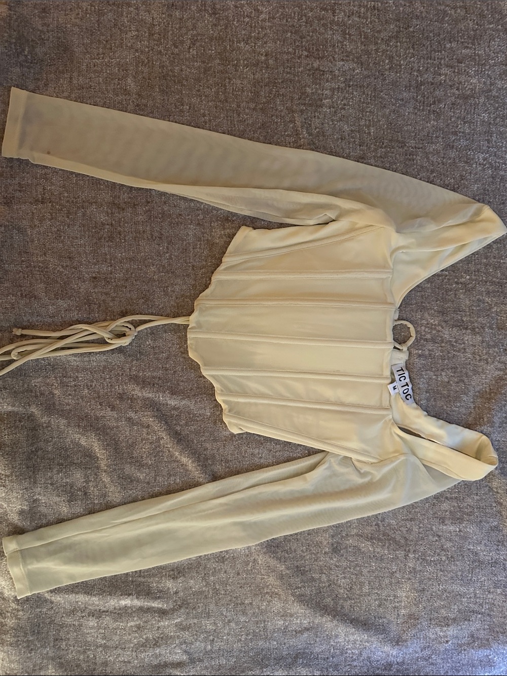 Cream Long-Sleeve Corset Top